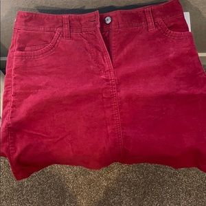 boden red velvet skirt
